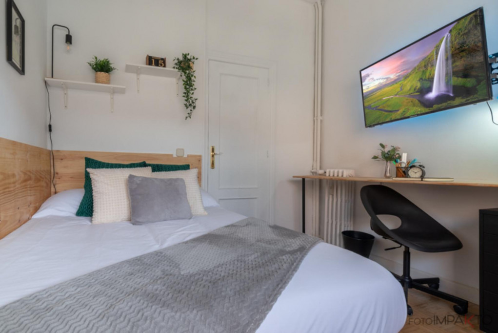Single bedroom with TV - Madrid - chambre - ImmoJeune