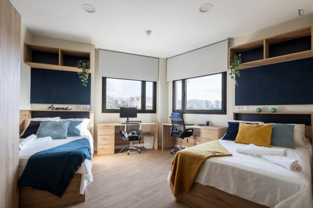 Comfortable studio with twin beds near The Public University of Navarre - Pamplona - chambre - ImmoJeune