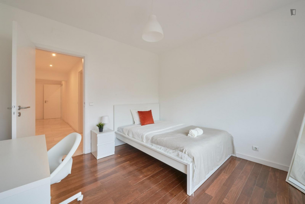 Snug single bedroom with balcony in Entrecampos