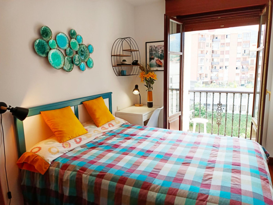 Double bedroom, with private bathroom and balcony, in 3-bedroom apartment - Bilbao - chambre - ImmoJeune