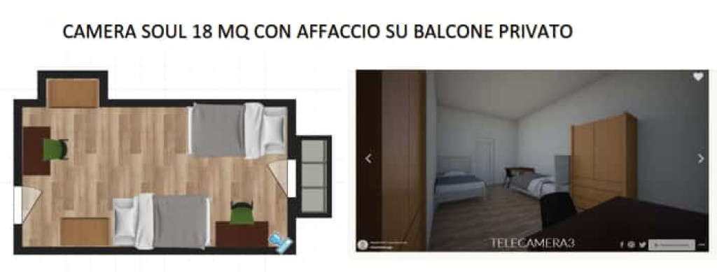 Camera Soul - Posto letto con affaccio su balcone privato