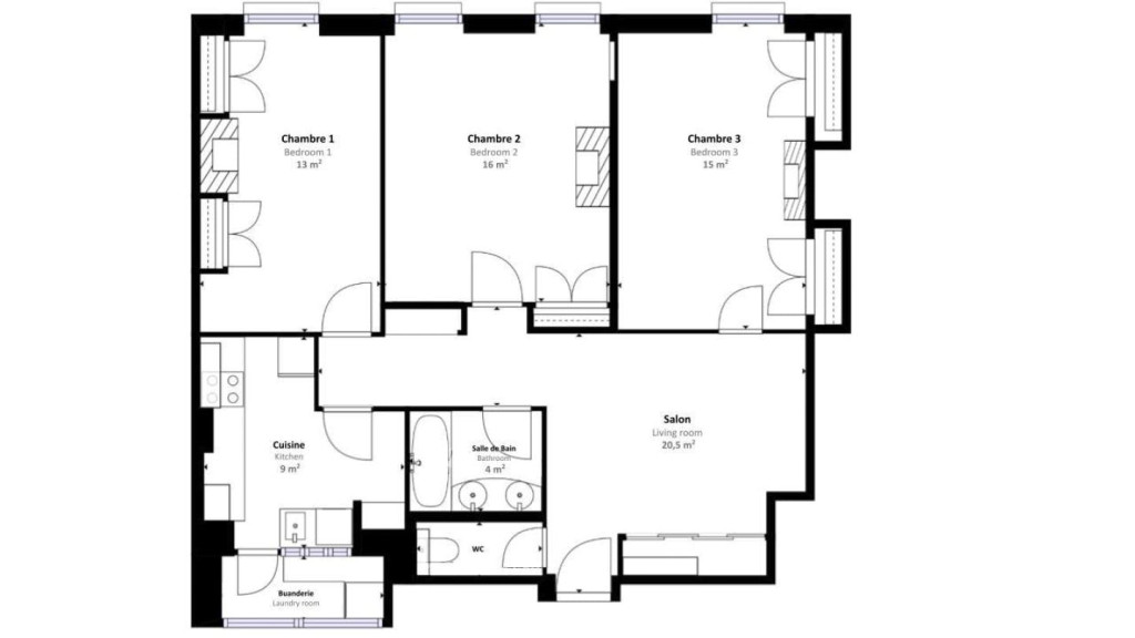 3-Bed Apartment on rue de Marseille
