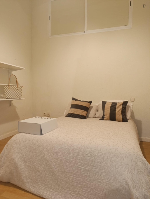 Bright double bedroom in 3-bedroom apartment with terrace and rooftop in Almagro, Chamberi - Madrid - chambre - ImmoJeune