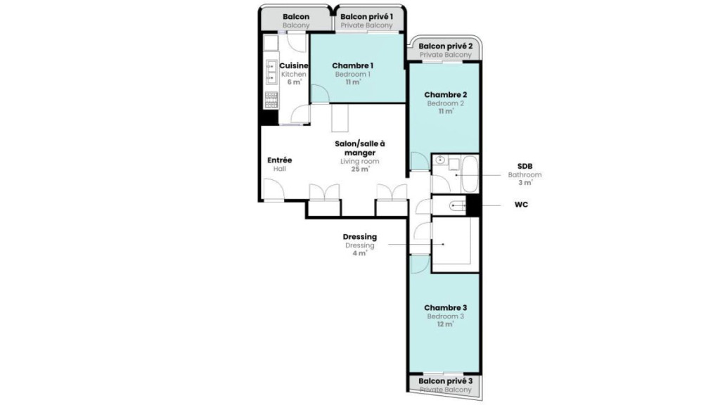 3-Bed Apartment on allée des Eiders