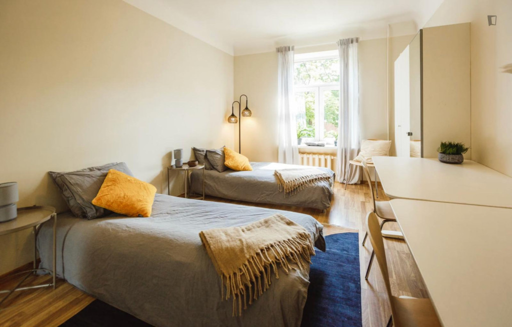 Bed in cosy twin bedroom near the centre of Budapest