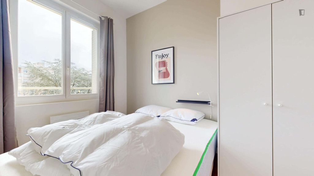 Bright double bedroom in the Villette Gare neighbourhood 