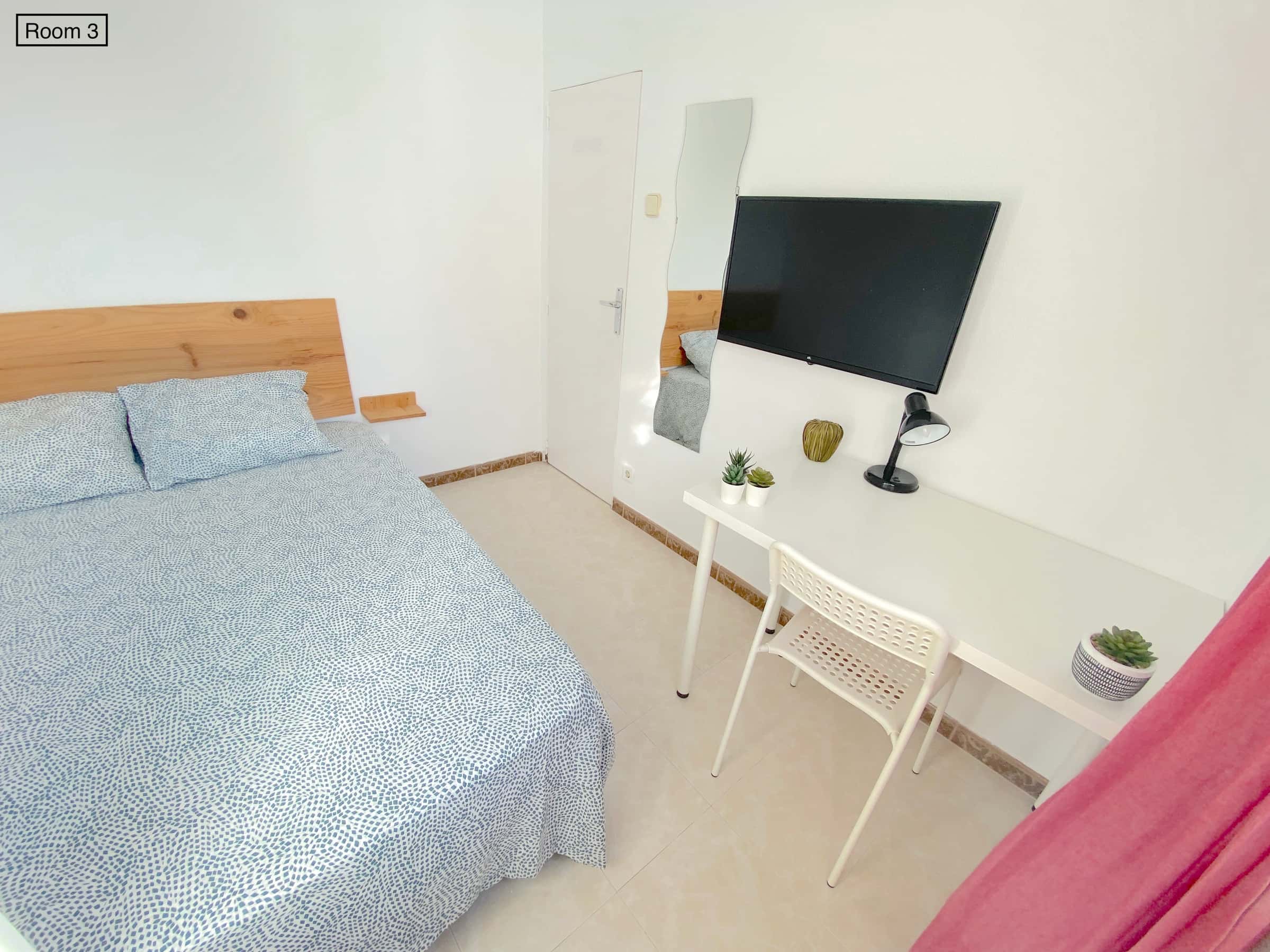 Sunny room near center with double bed, WIFI and TV for students