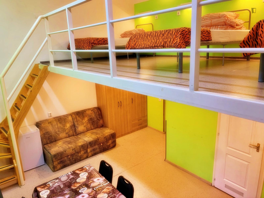 Bed in a comfy triple ensuite bedroom, in Ferencváros - Budapest - chambre - ImmoJeune