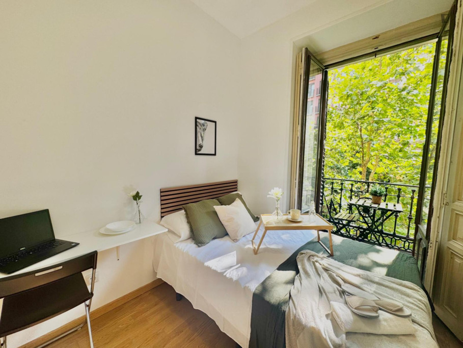 Breezy double bedroom with a balcony, in central Trafalgar - Madrid - chambre - ImmoJeune