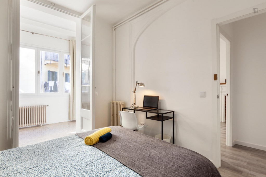 Charming double bedroom in a 7-bedroom apartment - Barcelone - chambre - ImmoJeune