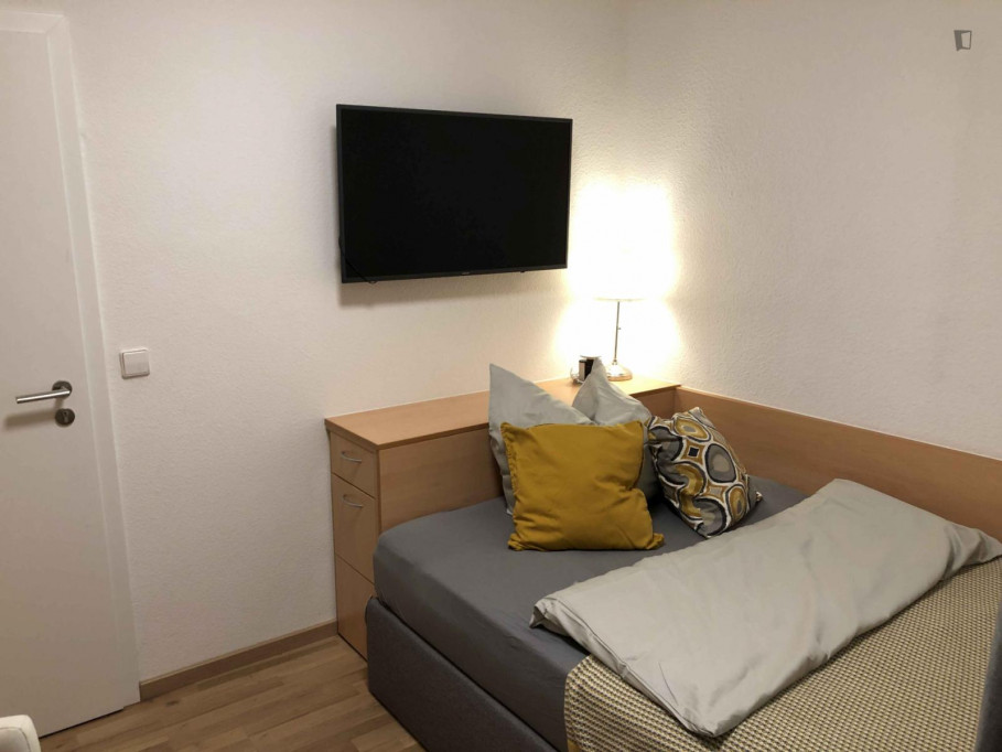 Single bedroom with TV in a 3-bedroom apartment in Stuttgart - Stuttgart - chambre - ImmoJeune