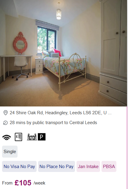 Mary Morris House Single Room Student Accommodation in Leeds