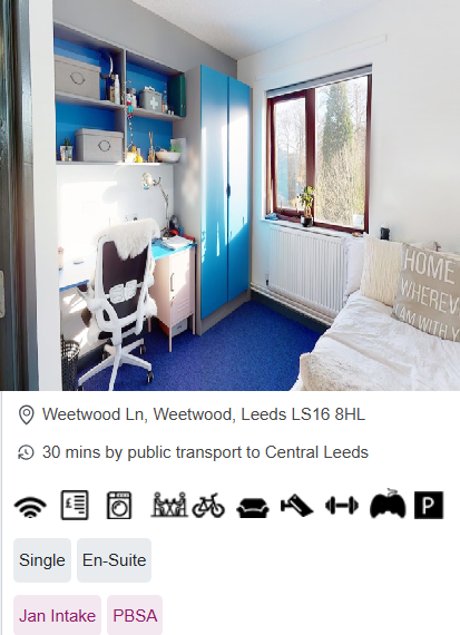 Oxley Residence Single Room Student Accommodation in Leeds