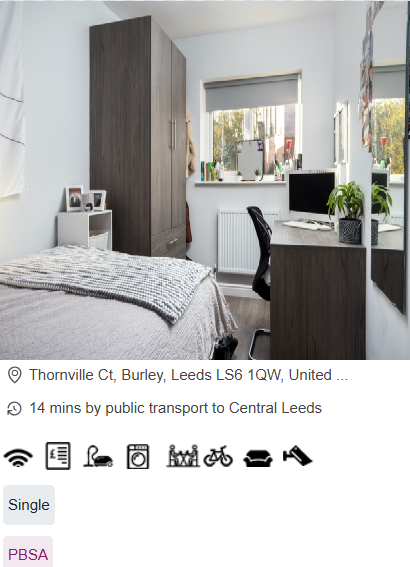 Thornville Court Single Room Student Accommodation in Leeds
