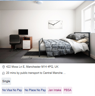 Moss Court Single Room Student Accommodation in Manchester