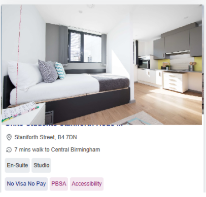 Unite Students Staniforth House Student Studio Rooms in Birmingham