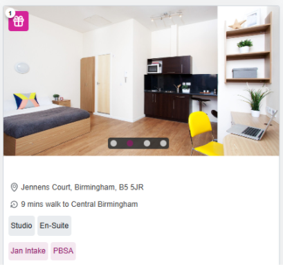 Jennens Court Student Studio Rooms in Birmingham