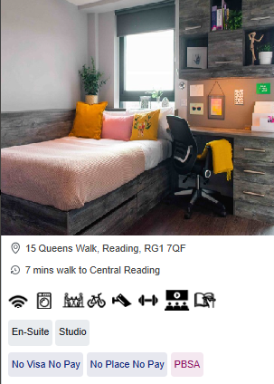 Aparto Queens Court Student Studio Rooms in Reading