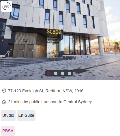 Scape Redfern Single Student Room Availability in Sydney