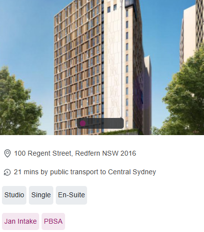 Y Suites on Regent Single Student Room Availability in Sydney