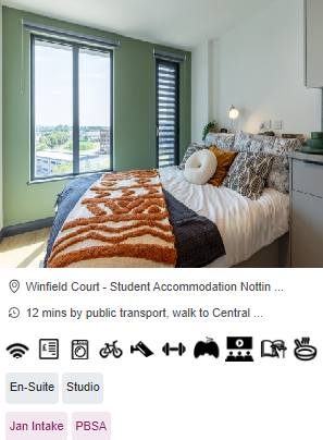 Winfield Court Student Studio Rooms in Nottingham