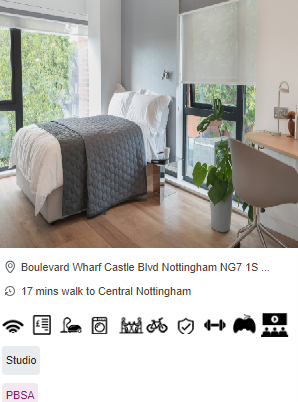 Boulevard Wharf Student Studio Rooms in Nottingham