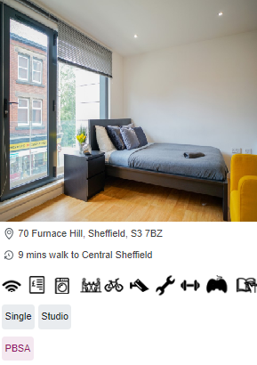 Westbar House Single Room Student Accommodation in Sheffield