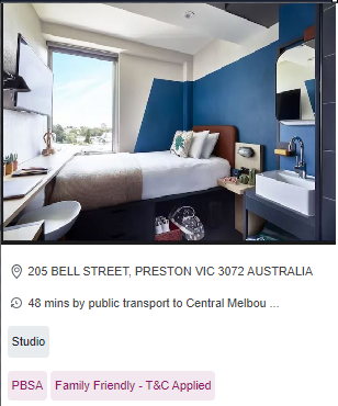  Campus Melbourne Single Student Room Availability in Melbourne