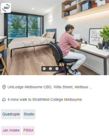 Unilodge Melbourne CBD Single Student Room Availability in Melbourne