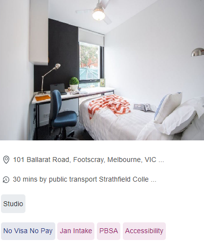 UniLodge Victoria University Single Student Room Availability in Melbourne