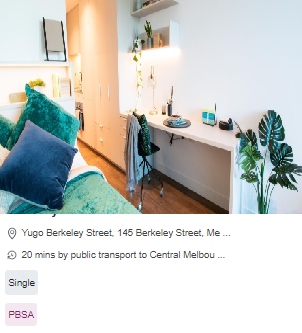 Berkeley Street Single Student Room Availability in Melbourne
