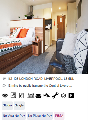Windsor Court Single Room Student Accommodation in Liverpool