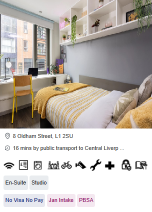 St Lukes View Unite Student Studio Room in Liverpool