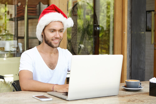 student video calling his family on Christmas