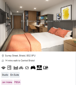 The Port On The Square Student Studio Room in Bristol
