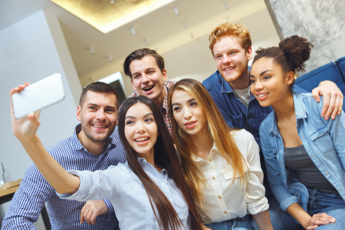 Students Taking a picture on their first day