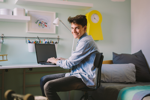 Introvert Student on His Laptop