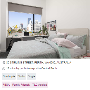 Campus Perth 2+ Bedroom shared housing Perth.