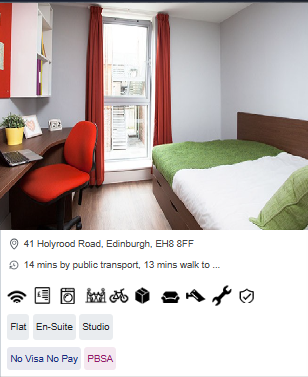 Sugarhouse Close Unite Student Studio Room in Edinburgh